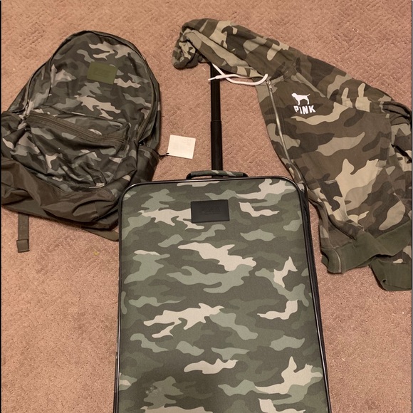 VS PINK CAMO Suitcase + backpack + jacket 🧳🎒🧥 - Picture 2 of 8